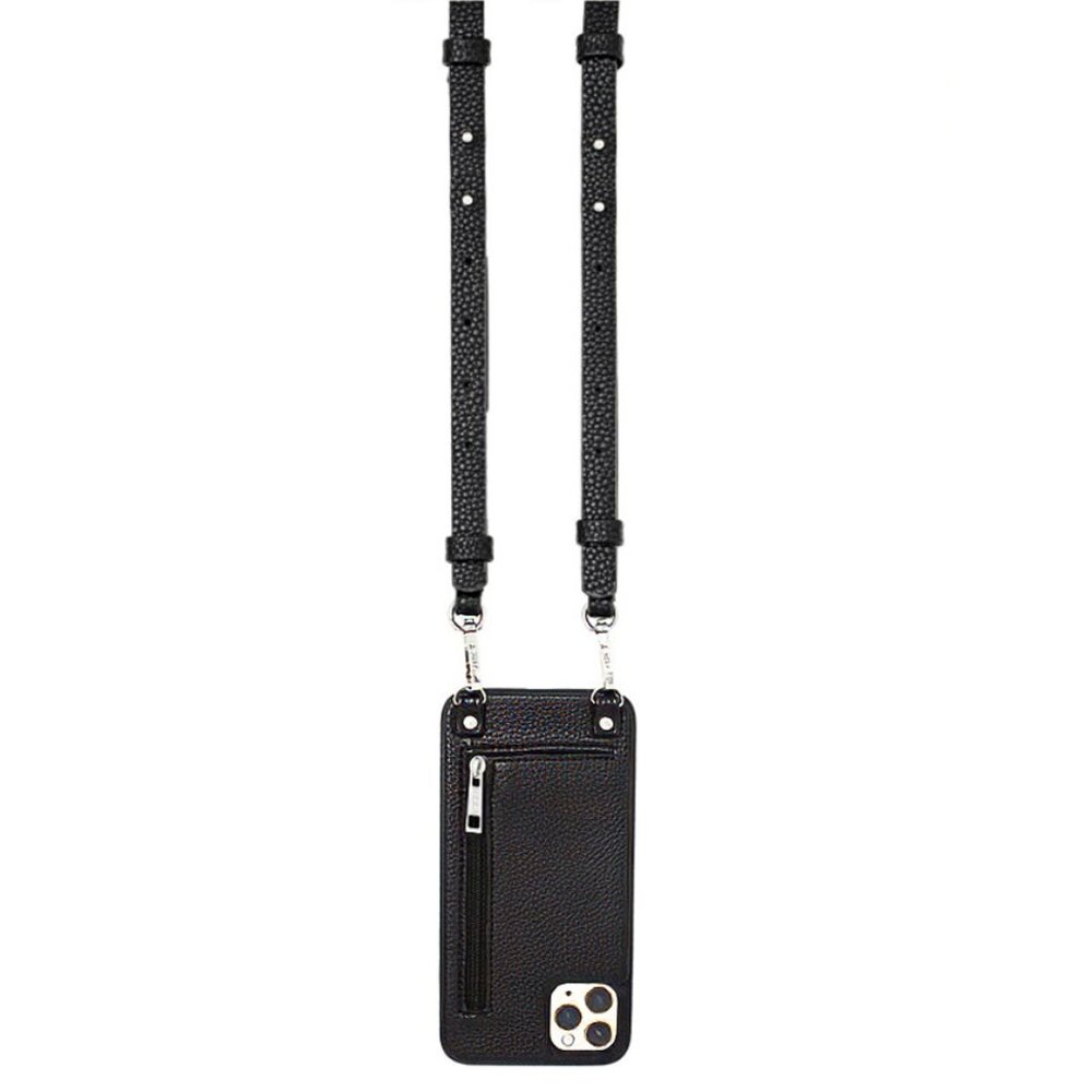 MINT Black HERA designer iPhone 12 Pro Vegan leather cross body case with strap - Picture 3 of 11